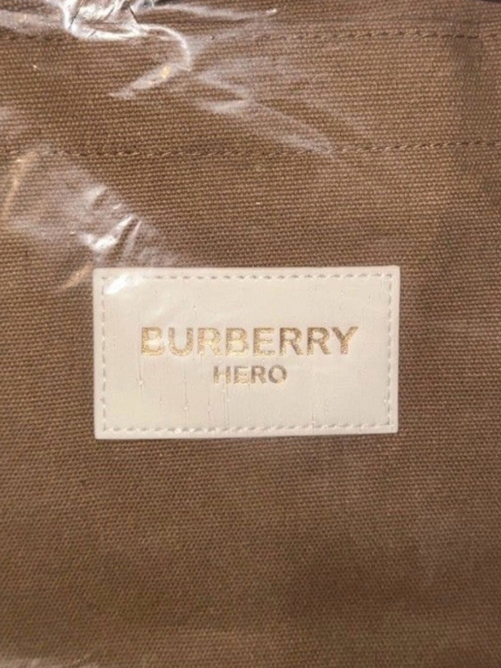 Burberry Brown Canvas Tote with Logo Patch - Picture 2 of 3